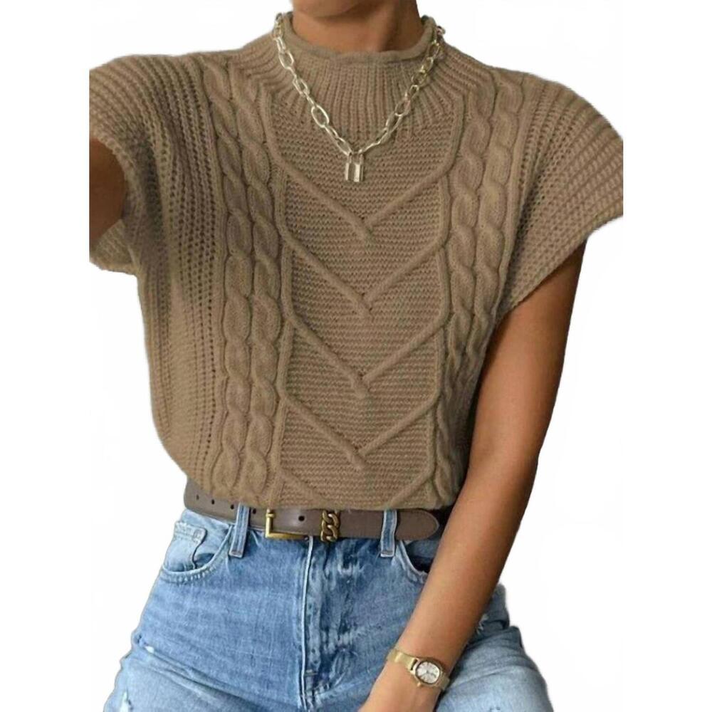 NEW SWEETKAMA sleeveless turtleneck vest in khaki